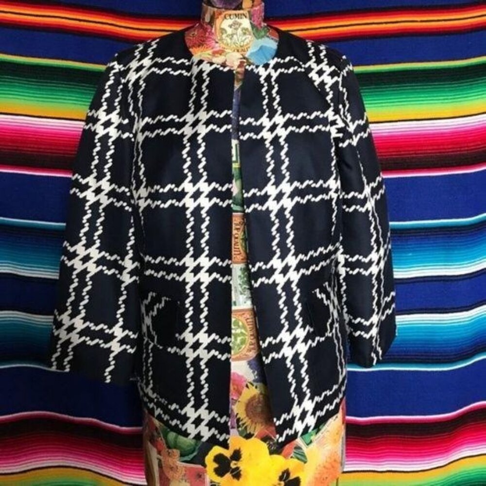 Pendleton Silk Patterned Weave Blazer Ricrac - image 1